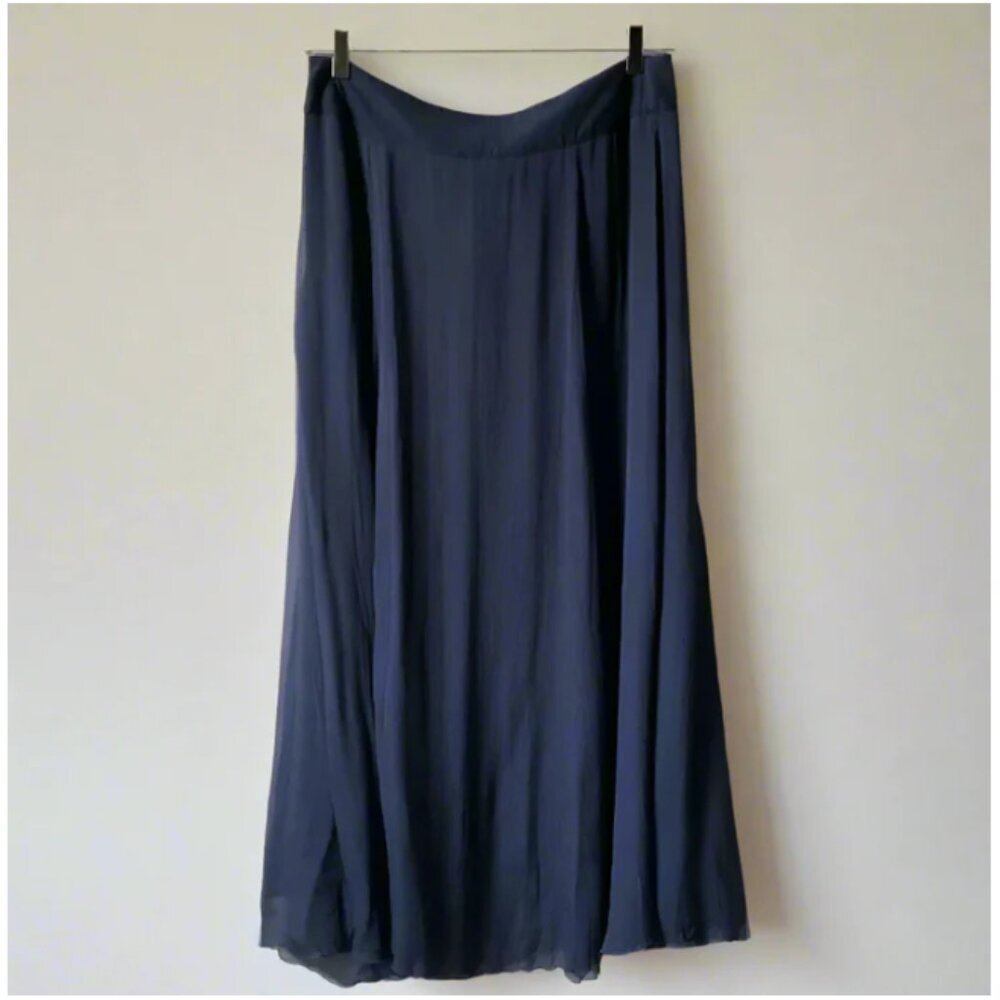Olsen Maxi Skirt Medium Blue Overlay Flowy Lightweight Cotton Viscose EU40 Zip